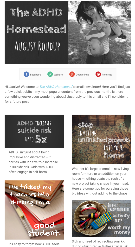 ADHD homestead e-news
