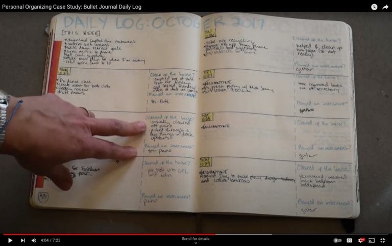 Personal Organizing Case Study: Bullet Journal Daily Log (video post)