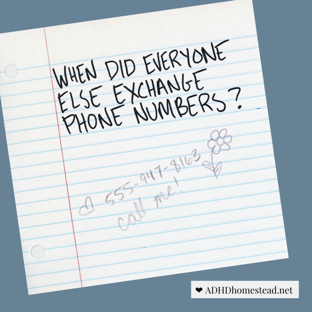 graphic: when did everyone else exchange phone numbers?